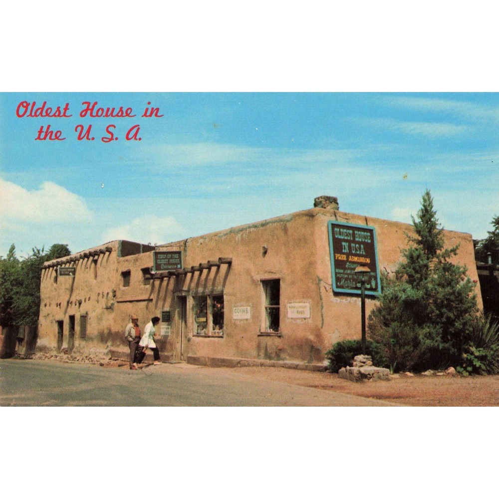 Vintage Oldest House in the USA Santa Fe New Mexico Postcard Petley OH-4